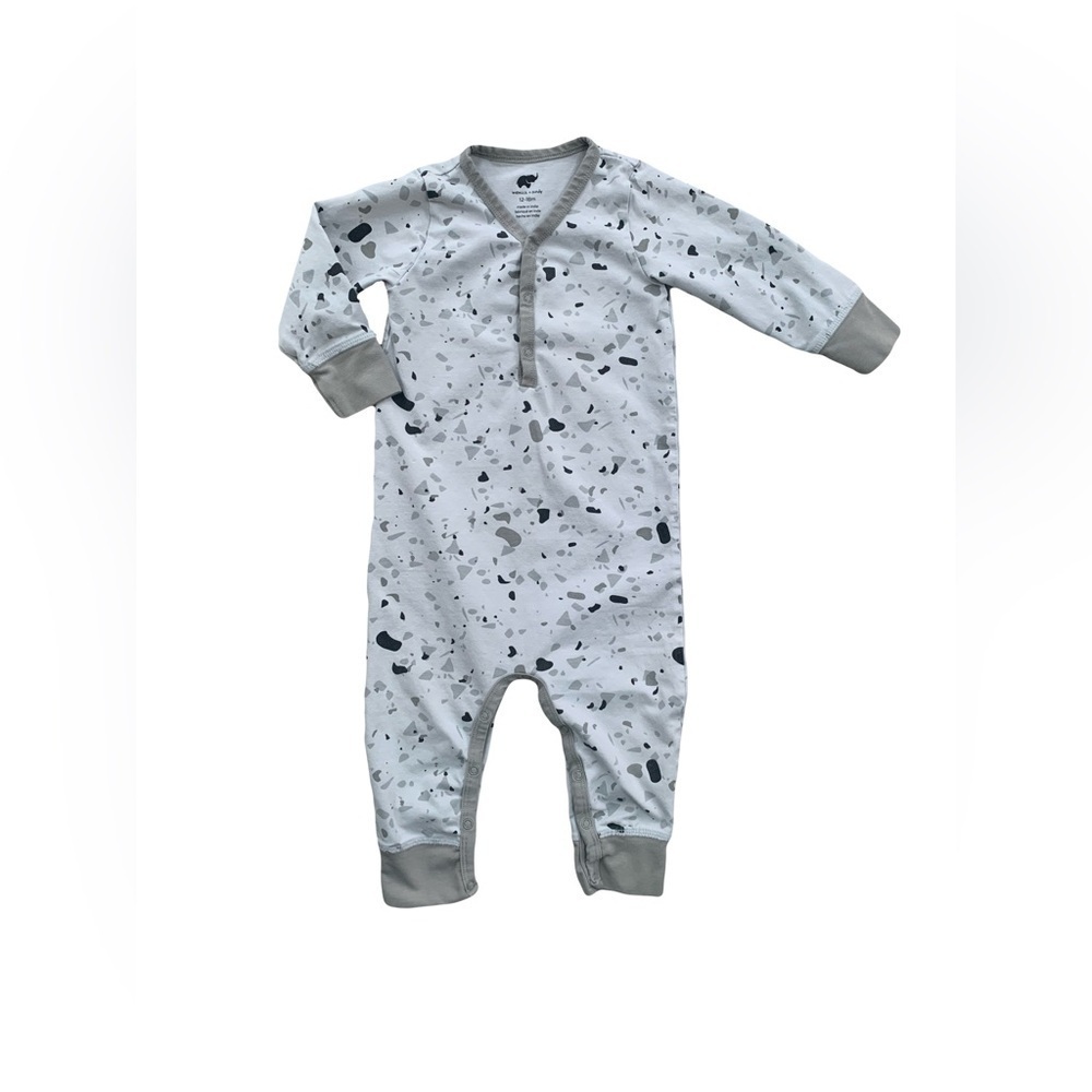 Monica + Andy Size 12-18 Months Grey Speckled Coverall Romper